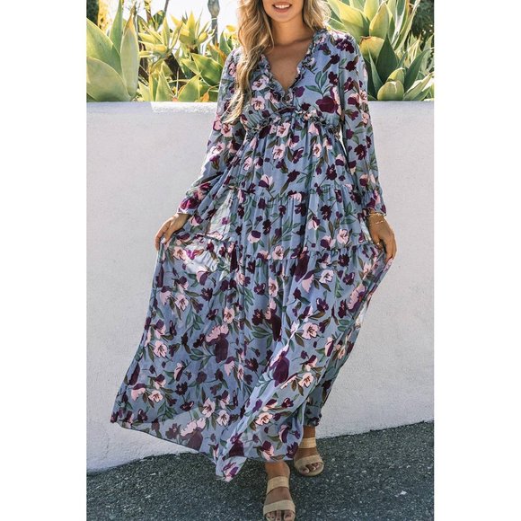 Wild Lotus Ruffle Tiered Maxi Dress - Picture 6 of 16